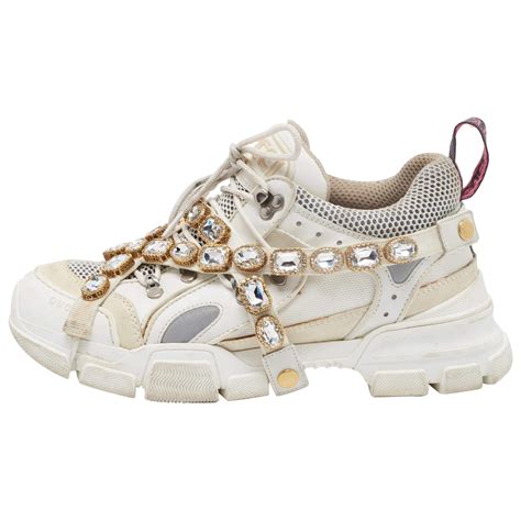 gucci flashtreck sneak white|Gucci jeweled sneakers price.